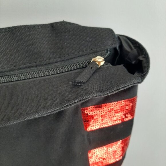 VICTORIA SECRET Canvas Red Sequin Lips Weekender Travel Shopper Tote Bag Black - Picture 13 of 13